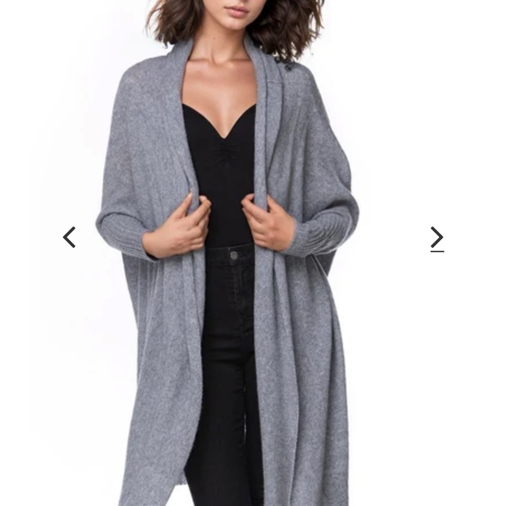 Greenish Grey Open Front Cardigan cocoon Sweater